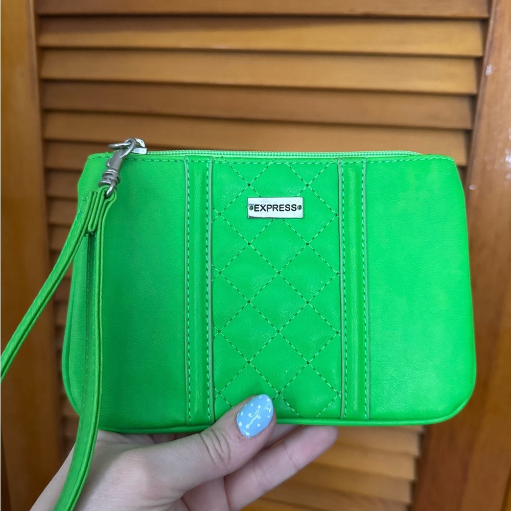 Express Vibrant Lime Quilted Wristlet